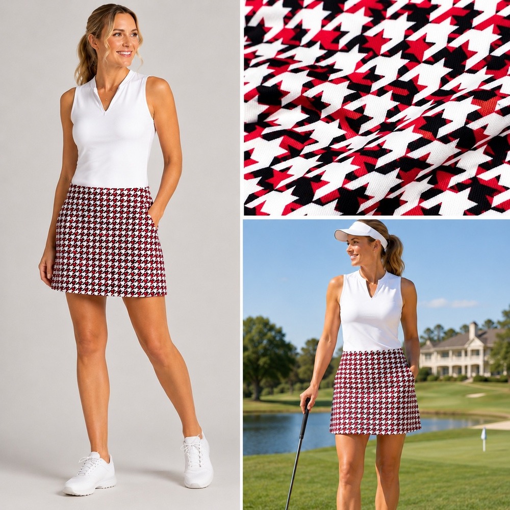 Tail White Label Womens Large  Houndstooth Tennis Golf Athletic Skort Pockets